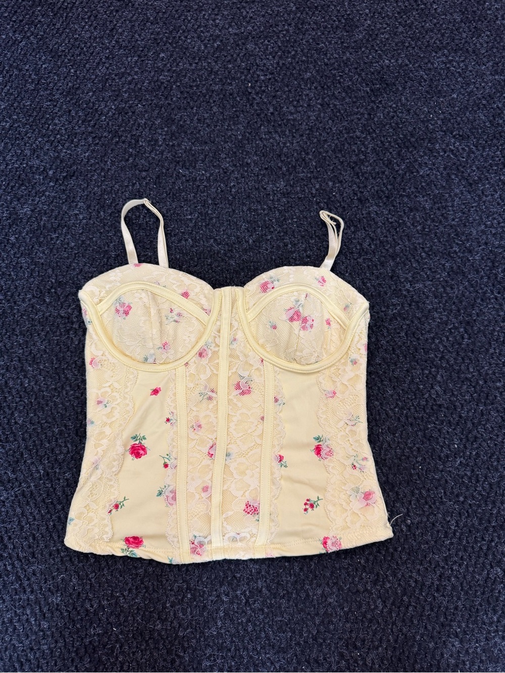 Madden Girl Pale Yellow Floral Lace Bustier Camisole
